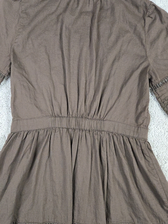 Gap Lace Button Front Maxi Dress Chocolate Brown XS Sheer Eyelet Peasant Cottage - Picture 9 of 9